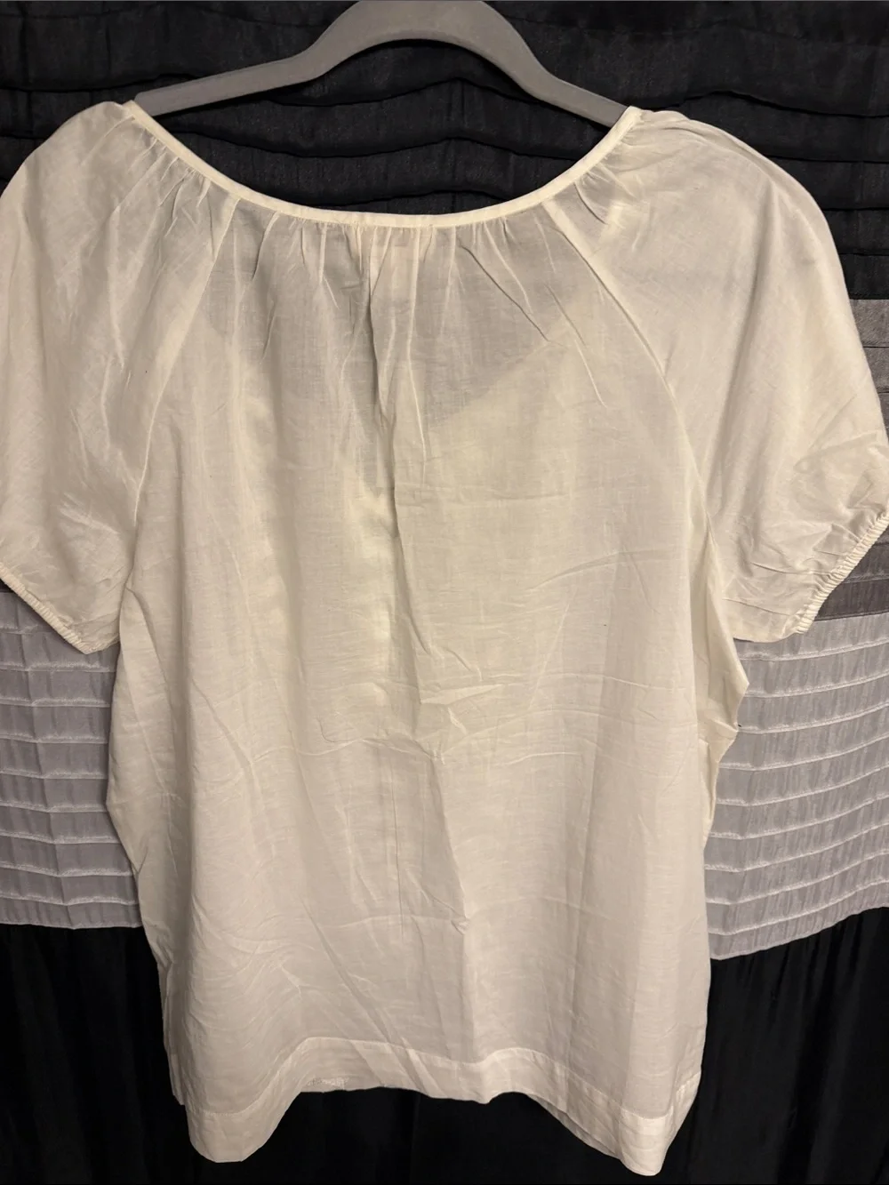 LOFT White Embroidered Peasant Blouse